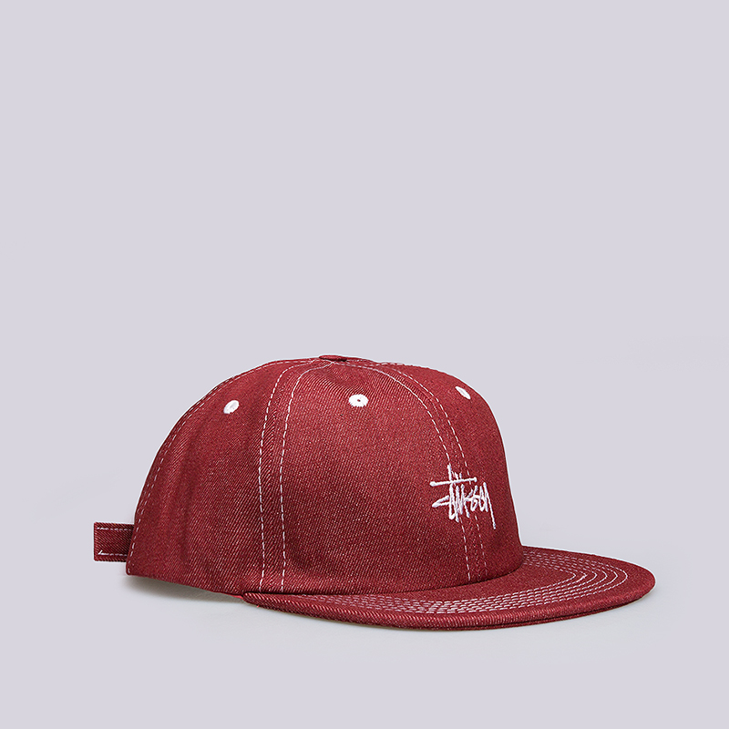  красная кепка Stussy Contrast Stitch Denim Strapback 131677-red - цена, описание, фото 2